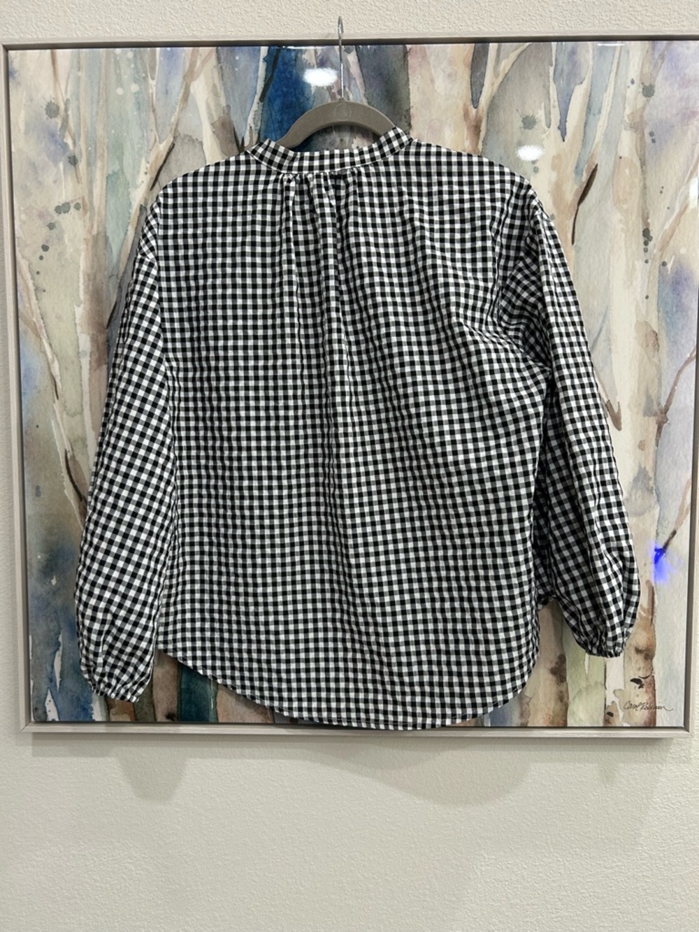 a new day Black & White Gingham Peasant Top - Picture 2 of 6
